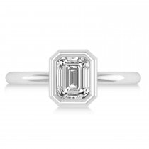 Emerald-Cut Bezel-Set Diamond Solitaire Ring 14k White Gold (1.00 ctw)
