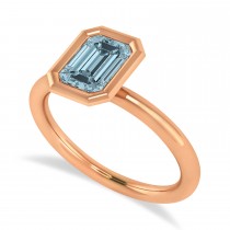 Emerald-Cut Bezel-Set Aquamarine Solitaire Ring 14k Rose Gold (1.00 ctw)