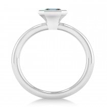 Emerald-Cut Bezel-Set Aquamarine Solitaire Ring 14k White Gold (1.00 ctw)