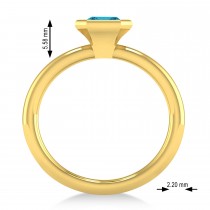Emerald-Cut Bezel-Set Blue Diamond Solitaire Ring 14k Yellow Gold (1.00 ctw)