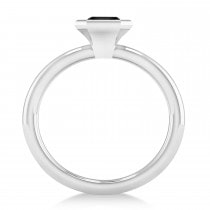 Emerald-Cut Bezel-Set Black Diamond Solitaire Ring 14k White Gold (1.00 ctw)