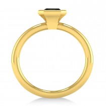 Emerald-Cut Bezel-Set Black Diamond Solitaire Ring 14k Yellow Gold (1.00 ctw)