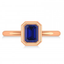 Emerald-Cut Bezel-Set Blue Sapphire Solitaire Ring 14k Rose Gold (1.00 ctw)
