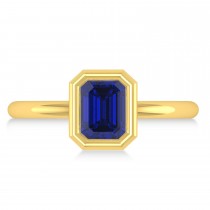 Emerald-Cut Bezel-Set Blue Sapphire Solitaire Ring 14k Yellow Gold (1.00 ctw)
