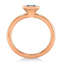 Emerald-Cut Bezel-Set Blue Topaz Solitaire Ring 14k Rose Gold (1.00 ctw)