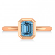 Emerald-Cut Bezel-Set Blue Topaz Solitaire Ring 14k Rose Gold (1.00 ctw)