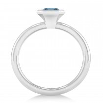 Emerald-Cut Bezel-Set Blue Topaz Solitaire Ring 14k White Gold (1.00 ctw)