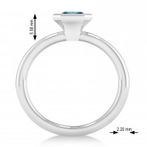 Emerald-Cut Bezel-Set Blue Topaz Solitaire Ring 14k White Gold (1.00 ctw)