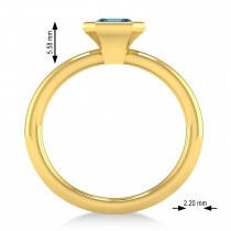 Emerald-Cut Bezel-Set Blue Topaz Solitaire Ring 14k Yellow Gold (1.00 ctw)