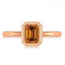 Emerald-Cut Bezel-Set Citrine Solitaire Ring 14k Rose Gold (1.00 ctw)