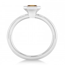 Emerald-Cut Bezel-Set Citrine Solitaire Ring 14k White Gold (1.00 ctw)
