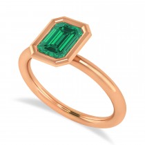 Emerald-Cut Bezel-Set Emerald Solitaire Ring 14k Rose Gold (1.00 ctw)