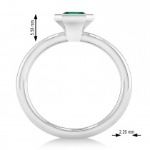 Emerald-Cut Bezel-Set Emerald Solitaire Ring 14k White Gold (1.00 ctw)