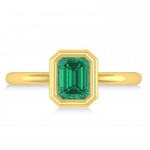 Emerald-Cut Bezel-Set Emerald Solitaire Ring 14k Yellow Gold (1.00 ctw)