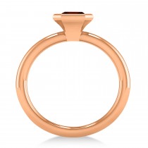 Emerald-Cut Bezel-Set Garnet Solitaire Ring 14k Rose Gold (1.00 ctw)