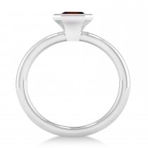Emerald-Cut Bezel-Set Garnet Solitaire Ring 14k White Gold (1.00 ctw)