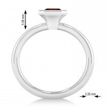 Emerald-Cut Bezel-Set Garnet Solitaire Ring 14k White Gold (1.00 ctw)