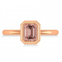 Emerald-Cut Bezel-Set Morganite Solitaire Ring 14k Rose Gold (1.00 ctw)