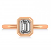 Emerald-Cut Bezel-Set Moissanite Solitaire Ring 14k Rose Gold (1.00 ctw)