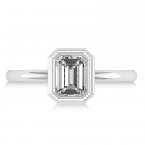 Emerald-Cut Bezel-Set Moissanite Solitaire Ring 14k White Gold (1.00 ctw)