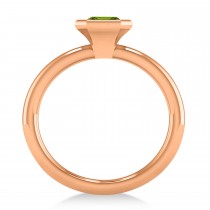 Emerald-Cut Bezel-Set Peridot Solitaire Ring 14k Rose Gold (1.00 ctw)
