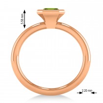 Emerald-Cut Bezel-Set Peridot Solitaire Ring 14k Rose Gold (1.00 ctw)