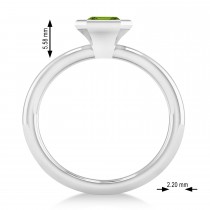 Emerald-Cut Bezel-Set Peridot Solitaire Ring 14k White Gold (1.00 ctw)