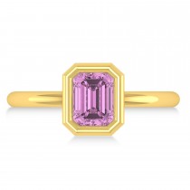 Emerald-Cut Bezel-Set Pink Sapphire Solitaire Ring 14k Yellow Gold (1.00 ctw)