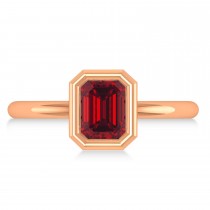 Emerald-Cut Bezel-Set Ruby Solitaire Ring 14k Rose Gold (1.00 ctw)