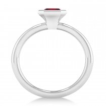 Emerald-Cut Bezel-Set Ruby Solitaire Ring 14k White Gold (1.00 ctw)