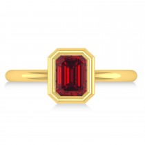 Emerald-Cut Bezel-Set Ruby Solitaire Ring 14k Yellow Gold (1.00 ctw)