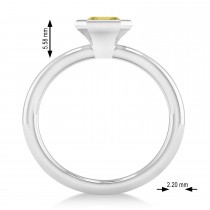 Emerald-Cut Bezel-Set Yellow Diamond Solitaire Ring 14k White Gold (1.00 ctw)