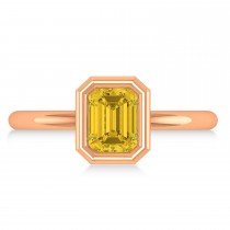 Emerald-Cut Bezel-Set Yellow Sapphire Solitaire Ring 14k Rose Gold (1.00 ctw)