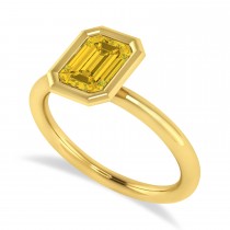 Emerald-Cut Bezel-Set Yellow Sapphire Solitaire Ring 14k Yellow Gold (1.00 ctw)