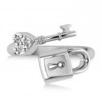 Diamond Key And Lock Ring 14k White Gold (0.09ct)
