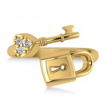 Diamond Key And Lock Ring Band 14k Yellow Gold (0.09ct)