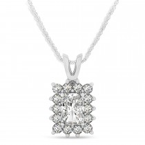 Emerald Shape Diamond Pendant Necklace 14k White Gold (3.00ct)