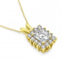 Emerald Shape Moissanite & Diamond Pendant Necklace 14k Yellow Gold (3.00ct)