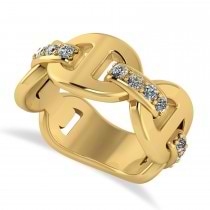 Ladies Diamond Novelty Link Ring in 14k Yellow Gold (0.48 ctw)