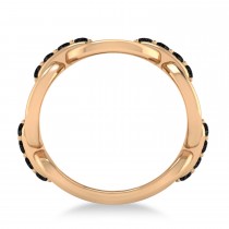 Ladies Black Diamond Novelty Link Ring in 14k Rose Gold (0.48 ctw)