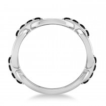 Ladies Black Diamond Novelty Link Ring in 14k White Gold (0.48 ctw)