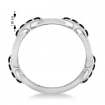 Ladies Black Diamond Novelty Link Ring in 14k White Gold (0.48 ctw)