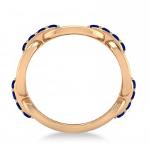 Ladies Blue Sapphire Novelty Link Ring in 14k Rose Gold (0.48 ctw)