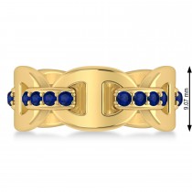 Ladies Blue Sapphire Novelty Link Ring in 14k Yellow Gold (0.48 ctw)