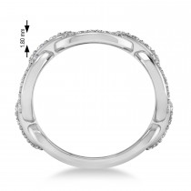 Diamond Accented Ladies Diamond Link Ring 14k White Gold (1.20 ctw)