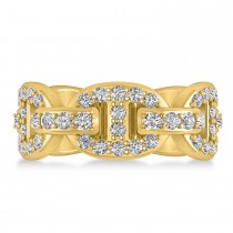 Diamond Accented Ladies Diamond Link Ring 14k Yellow Gold (1.20 ctw)