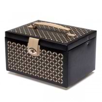 WOLF Chloe Medium Jewelry Box in Black Pattern Leather