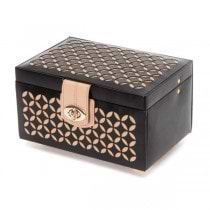 WOLF Chloe Small Jewelry Box in Black Pattern Leather
