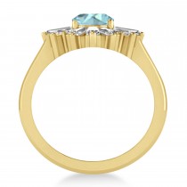 Aquamarine & Diamond Oval Cut Ballerina Engagement Ring 18k Yellow Gold (3.06 ctw)