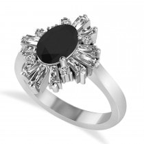 Black Diamond Oval Cut Ballerina Engagement Ring 18k White Gold (2.51 ctw)